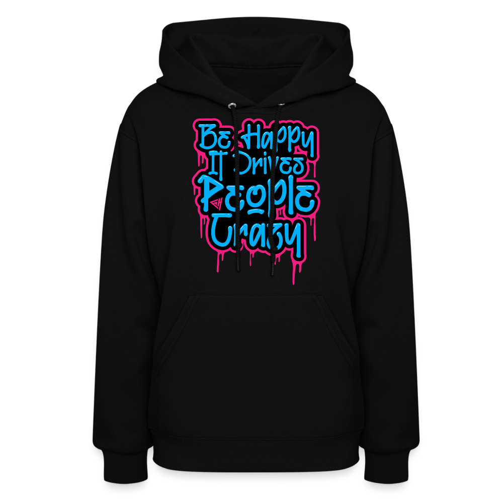 Be Happy Women's Hoodie - black