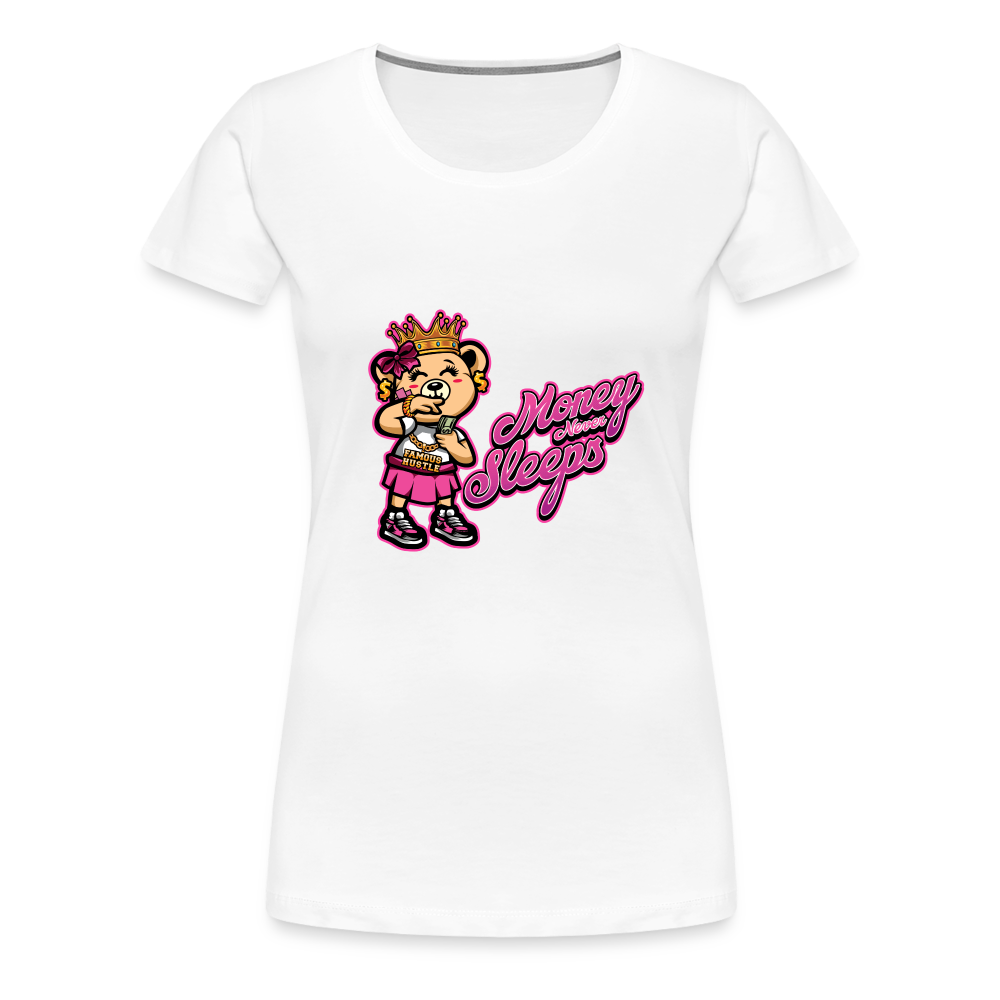 Money Never Sleeps Women’s Premium T-Shirt - white