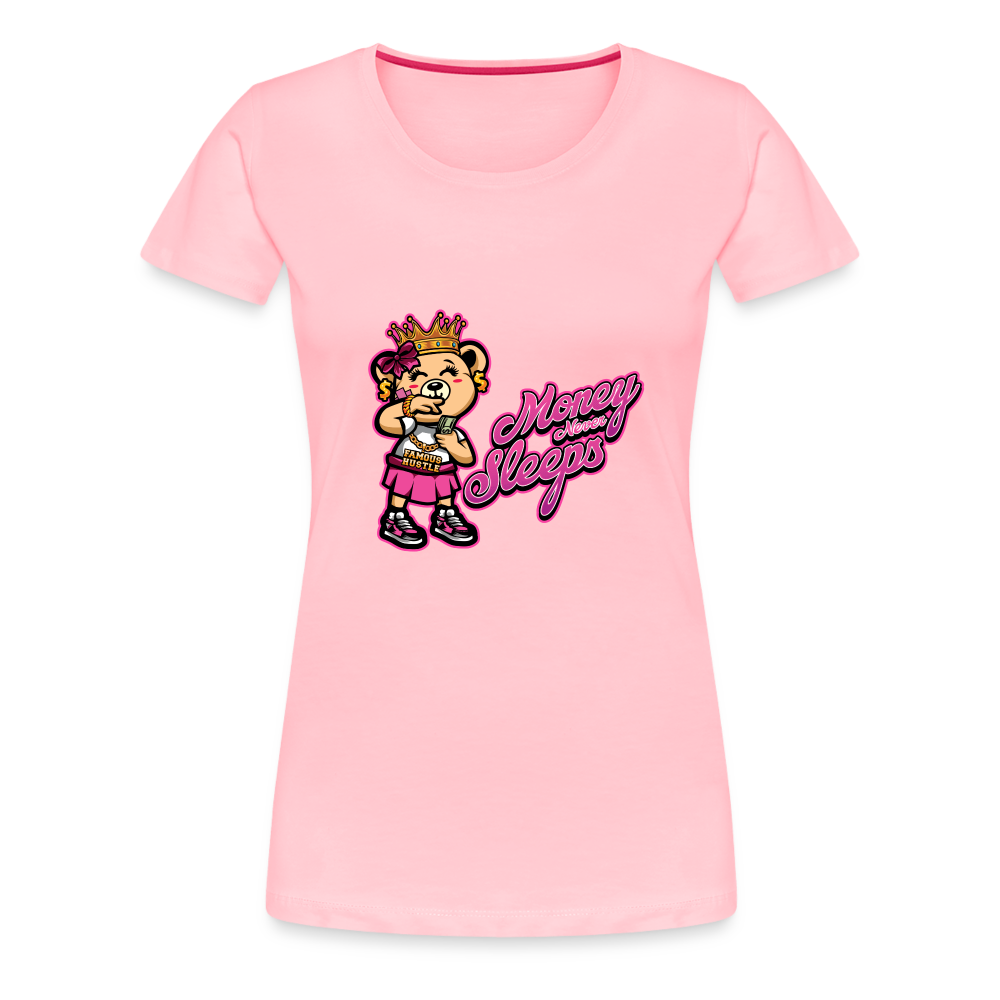 Money Never Sleeps Women’s Premium T-Shirt - pink