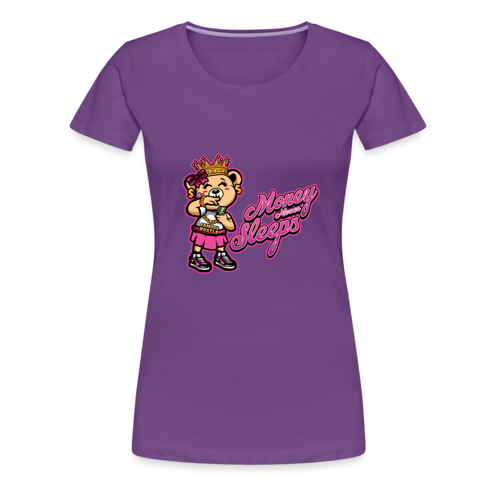 Money Never Sleeps Women’s Premium T-Shirt - purple