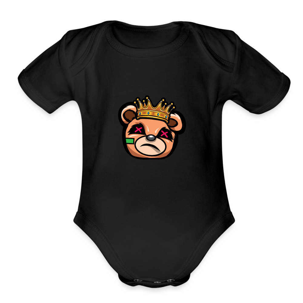 King Bear Organic Short Sleeve Baby Bodysuit - black