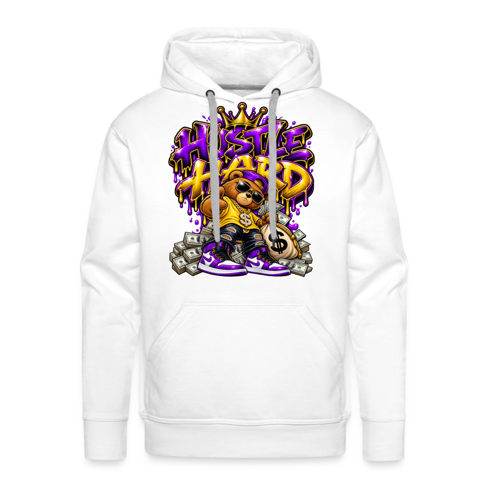 Hustle Hard Bear Men’s Premium Hoodie - white