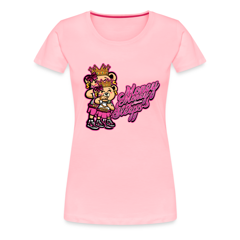 Money Never Sleeps Women’s Premium T-Shirt - pink