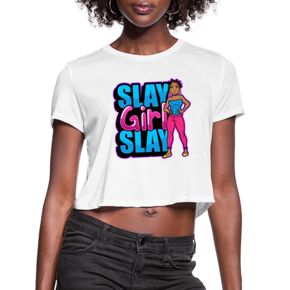 Slay Girl Slay Women's Cropped T-Shirt - white