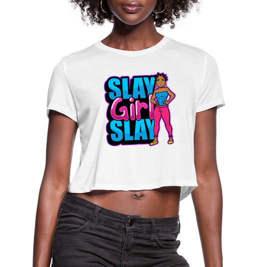 Slay Girl Slay Women's Cropped T-Shirt - white