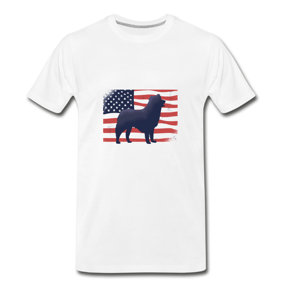 USA Flag Dog  Men's Premium T-Shirt - white