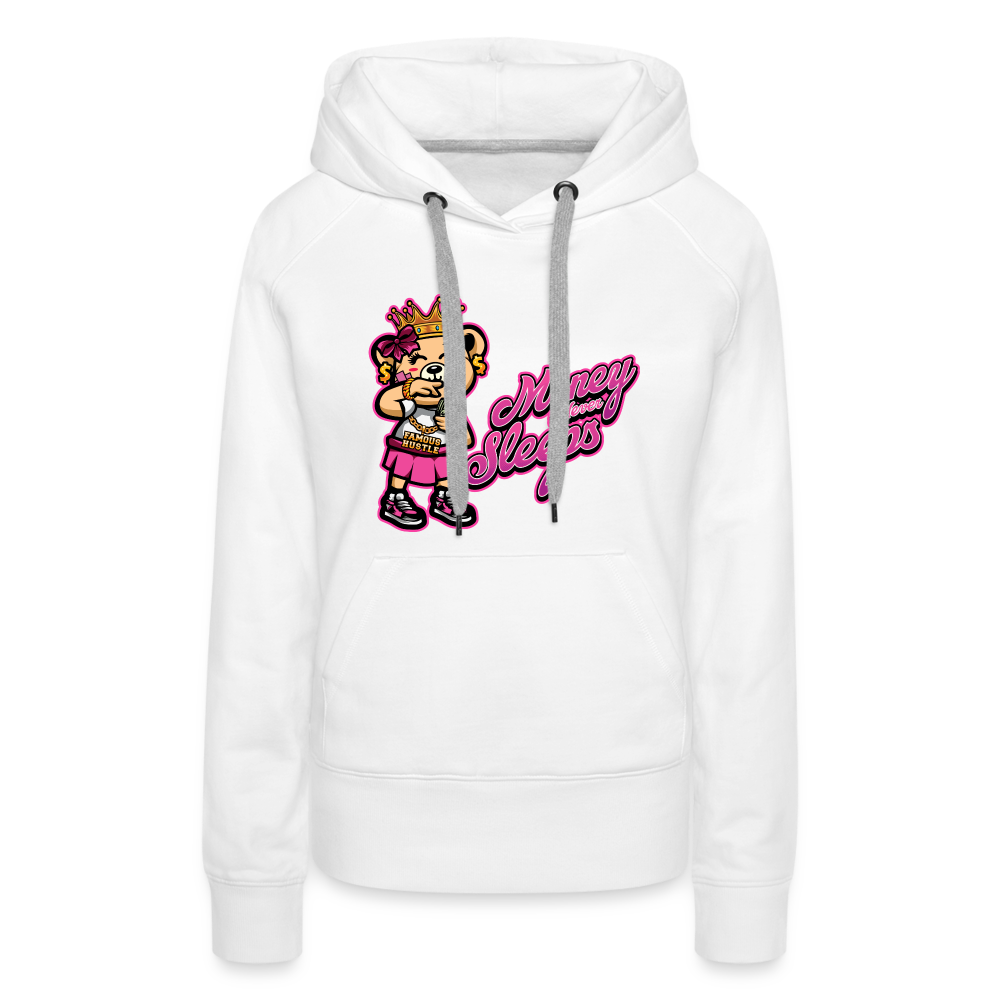 Money Never Sleep Women’s Premium Hoodie - white