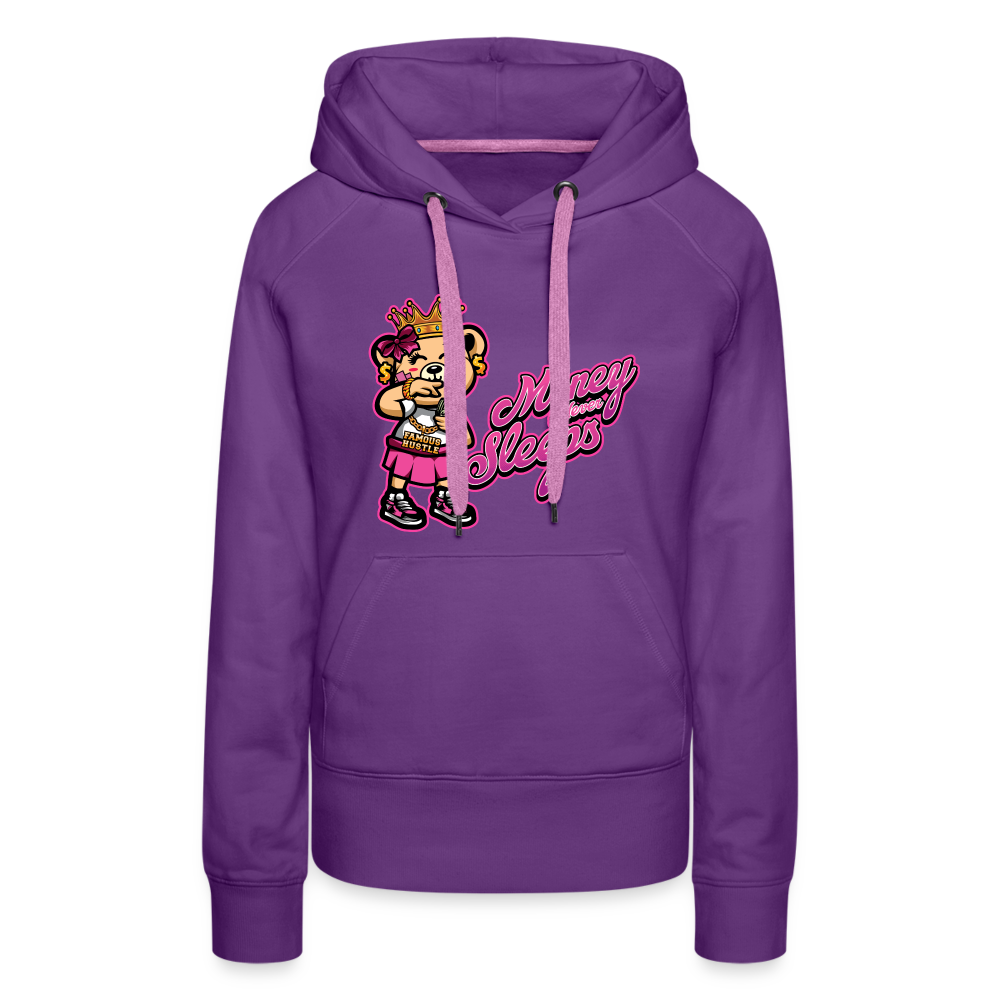 Money Never Sleep Women’s Premium Hoodie - purple