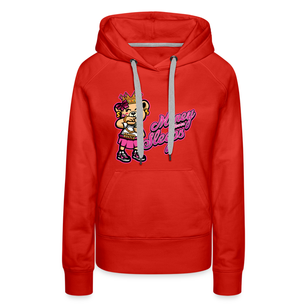 Money Never Sleep Women’s Premium Hoodie - red