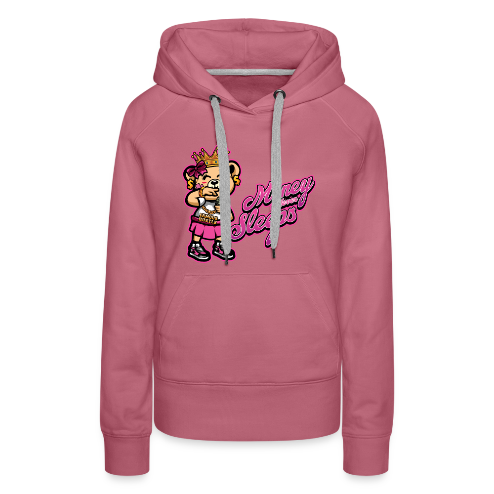 Money Never Sleep Women’s Premium Hoodie - mauve