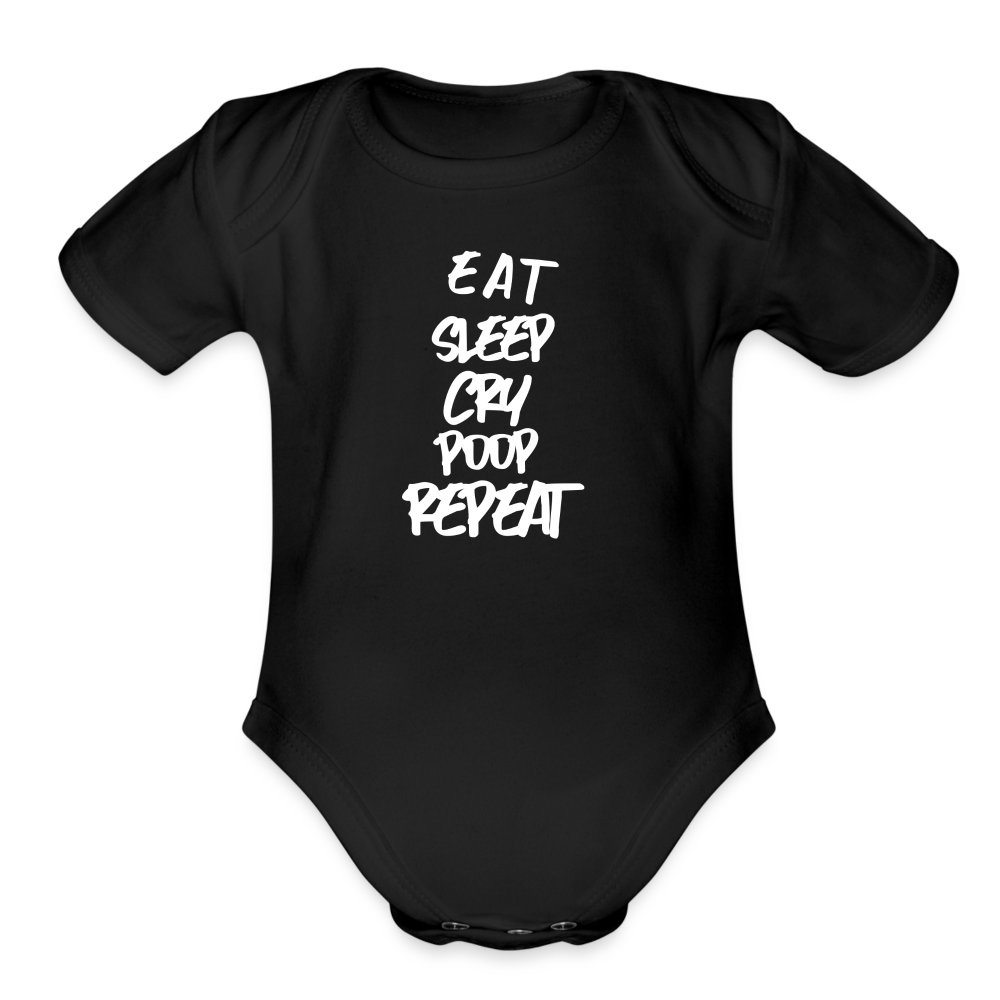 Repeat  Organic Short Sleeve Baby Bodysuit - black