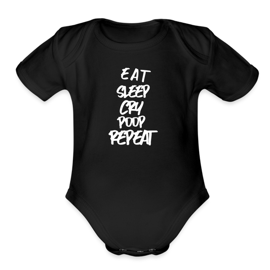 Repeat  Organic Short Sleeve Baby Bodysuit - black